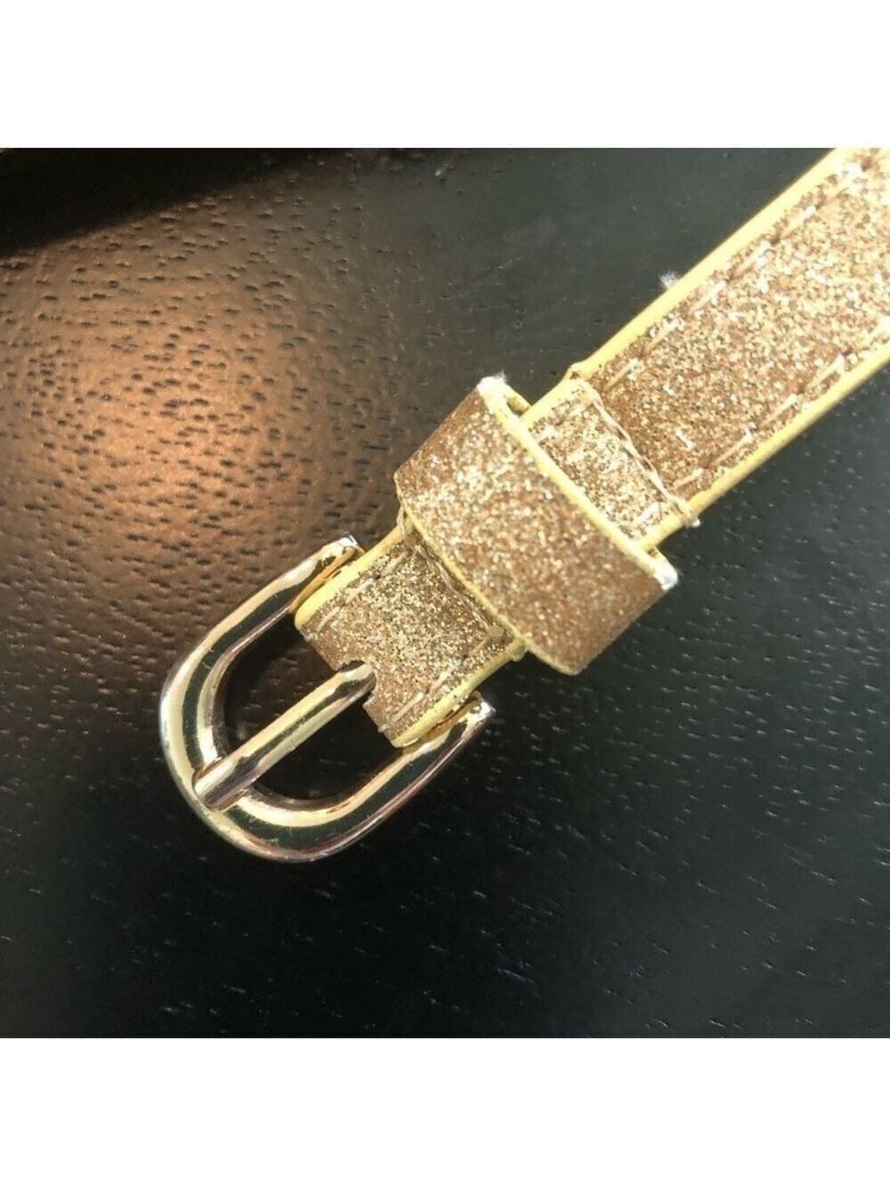 Gold glitter and chain 0.5” women’s belt. 39” long. - Picture 3 of 15